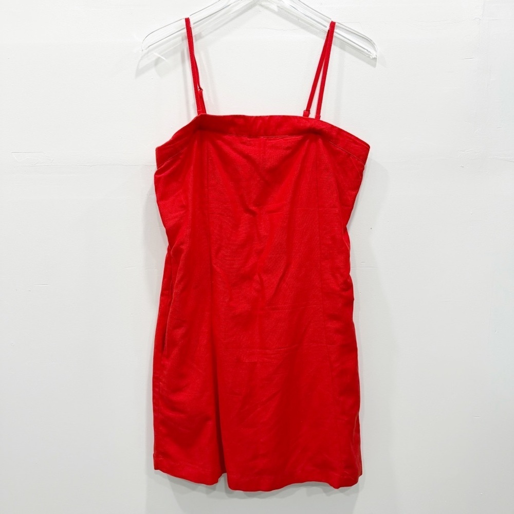 Jessica Simpson Cotton Flax Blend Red Strapless Mini Dress Large
